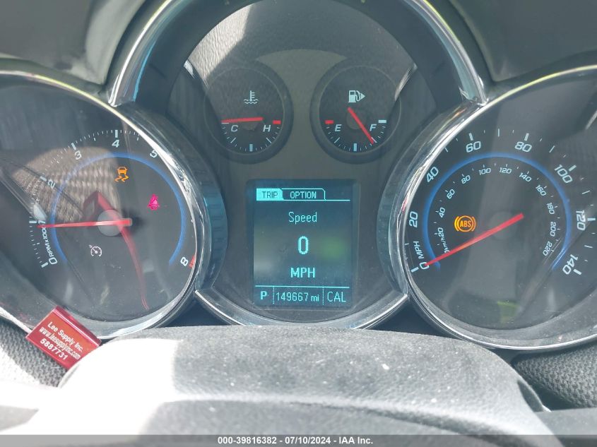 2013 Chevrolet Cruze Lt VIN: 1G1PE5SB2D7153755 Lot: 39816382