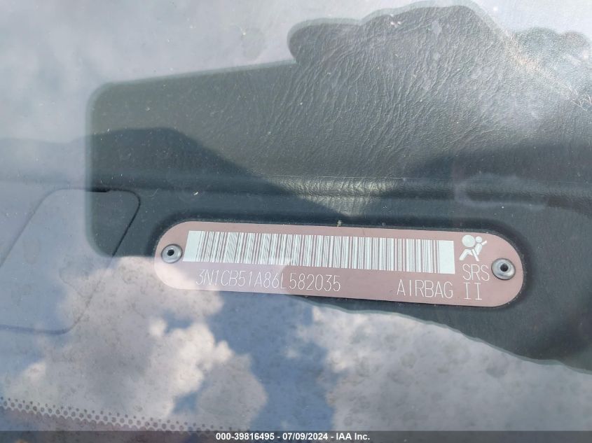 2006 Nissan Sentra 1.8S VIN: 3N1CB51A86L582035 Lot: 39816495