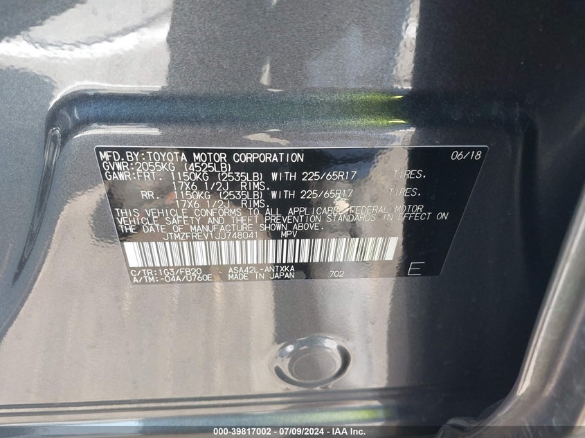 2018 TOYOTA RAV4 LE - JTMZFREV1JJ748041