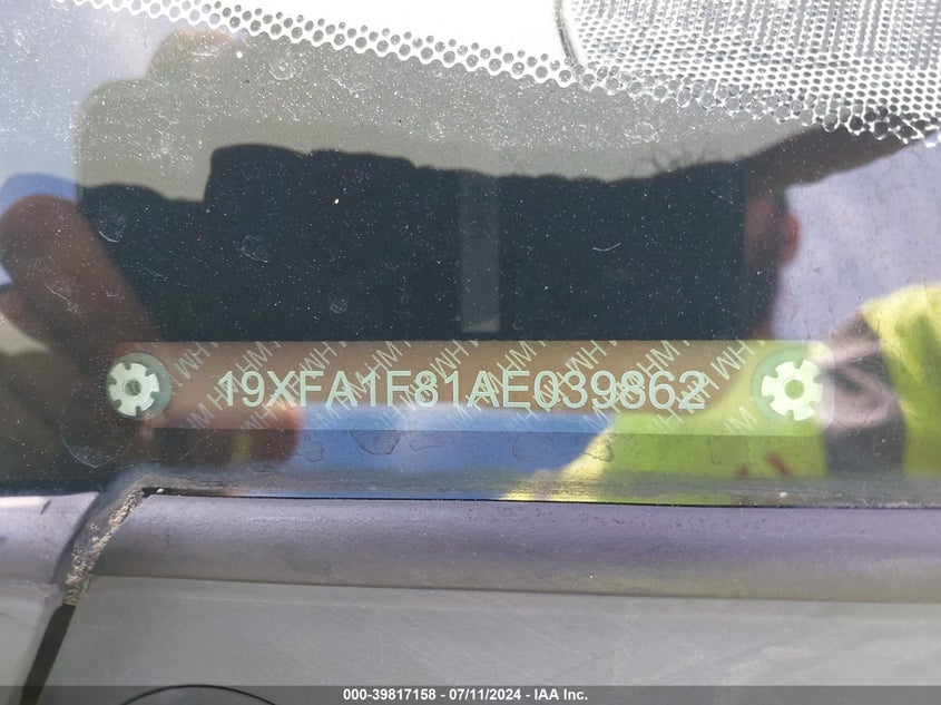 2010 Honda Civic Ex VIN: 19XFA1F81AE039862 Lot: 39817158