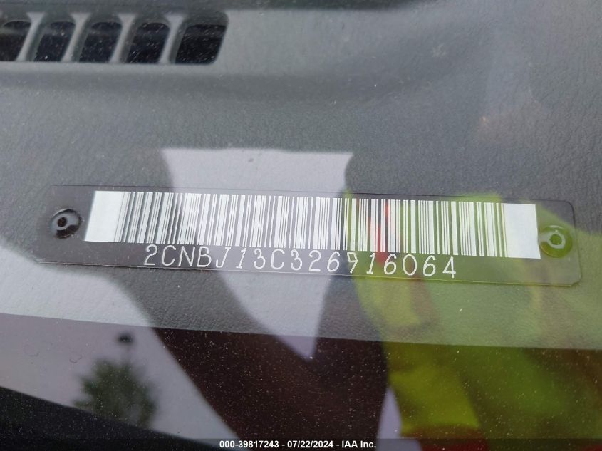 2002 Chevrolet Tracker Hard Top Base VIN: 2CNBJ13C326916064 Lot: 39817243