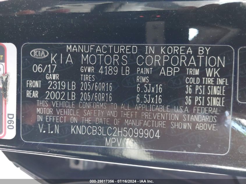 2017 KIA NIRO LX - KNDCB3LC2H5099904