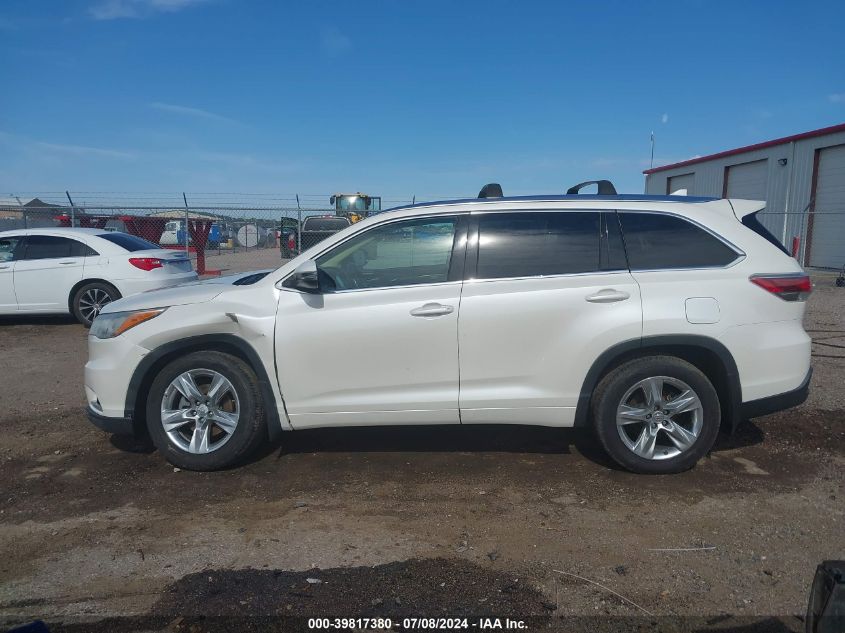 2014 Toyota Highlander Limited V6 VIN: 5TDDKRFHXES021522 Lot: 39817380