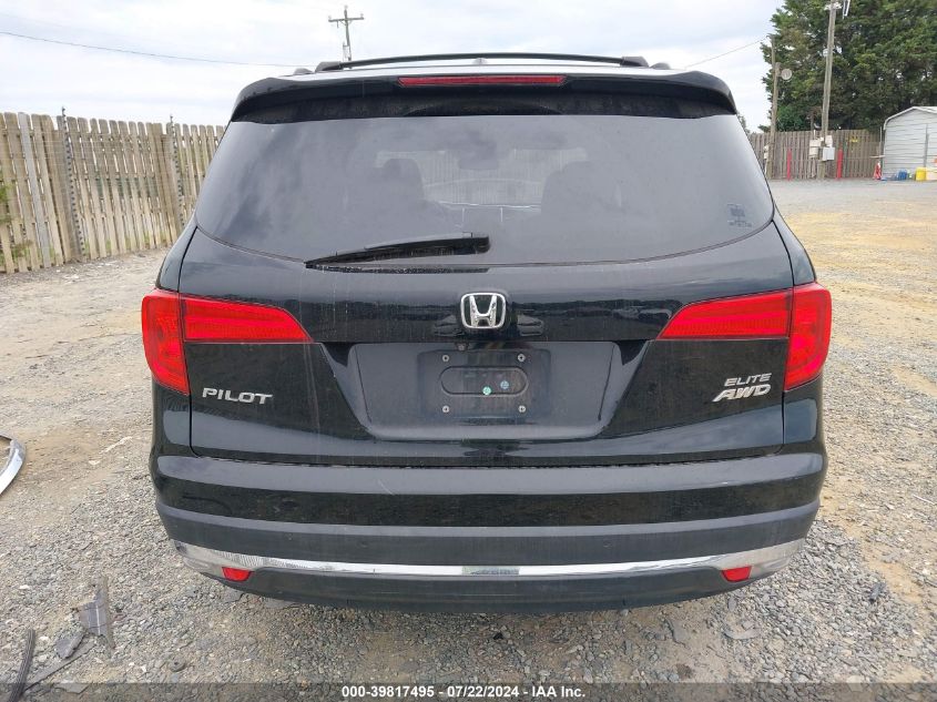 2016 Honda Pilot Elite VIN: 5FNYF6H0XGB102796 Lot: 39817495