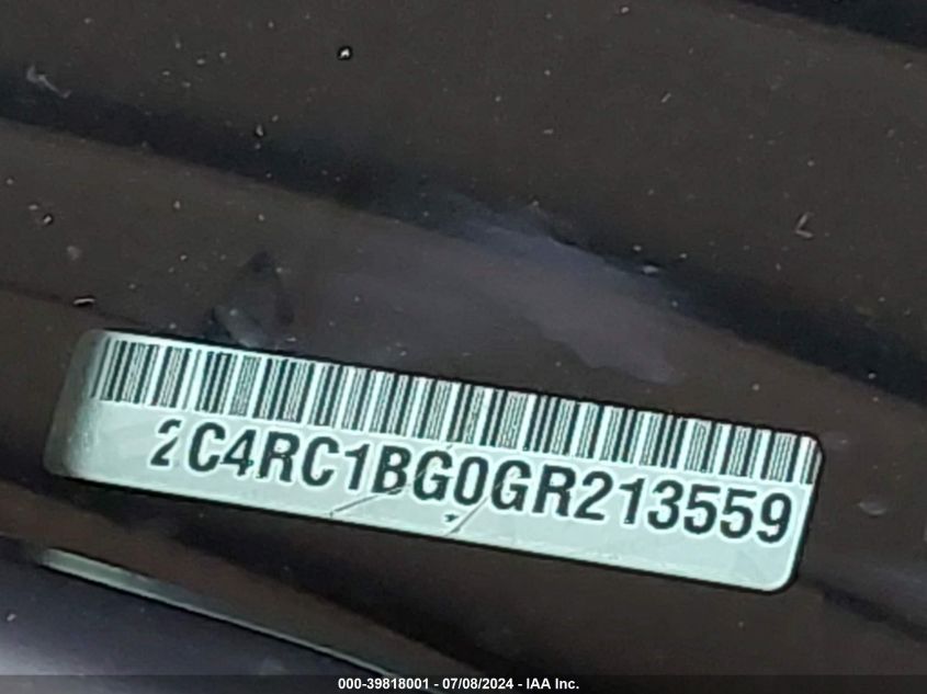 2016 Chrysler Town & Country Touring VIN: 2C4RC1BG0GR213559 Lot: 39818001