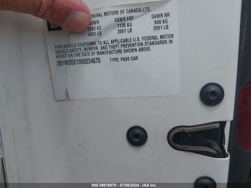 2G1WS551369234675 2006 Chevrolet Impala Police