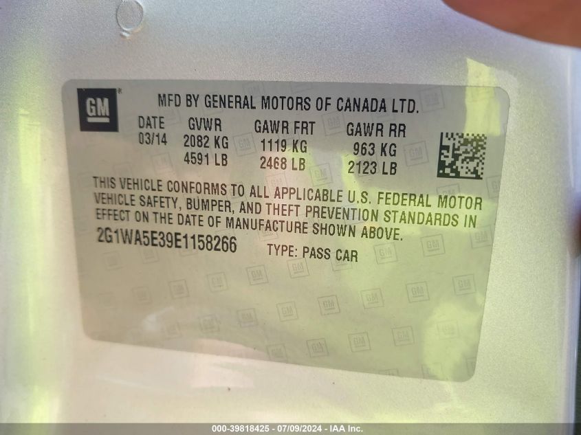 2014 Chevrolet Impala Limited Ls VIN: 2G1WA5E39E1158266 Lot: 39818425
