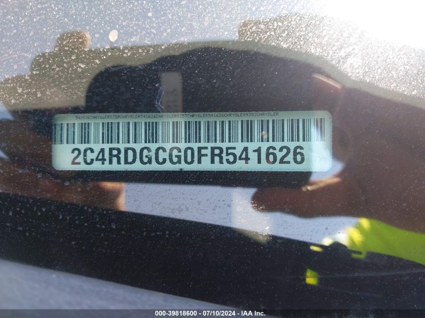 2015 Dodge Grand Caravan Sxt VIN: 2C4RDGCG0FR541626 Lot: 39818600