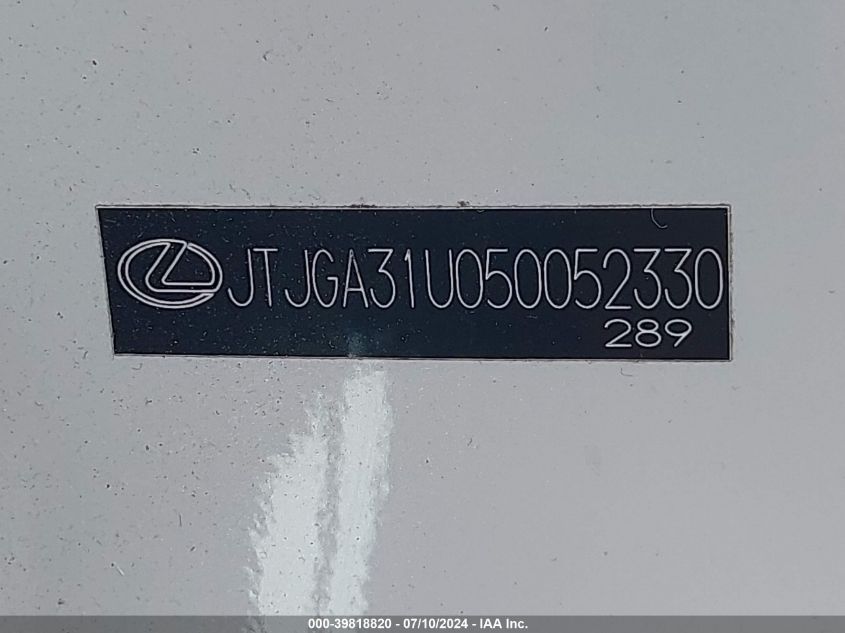2005 Lexus Rx 330 VIN: JTJGA31U050052330 Lot: 39818820