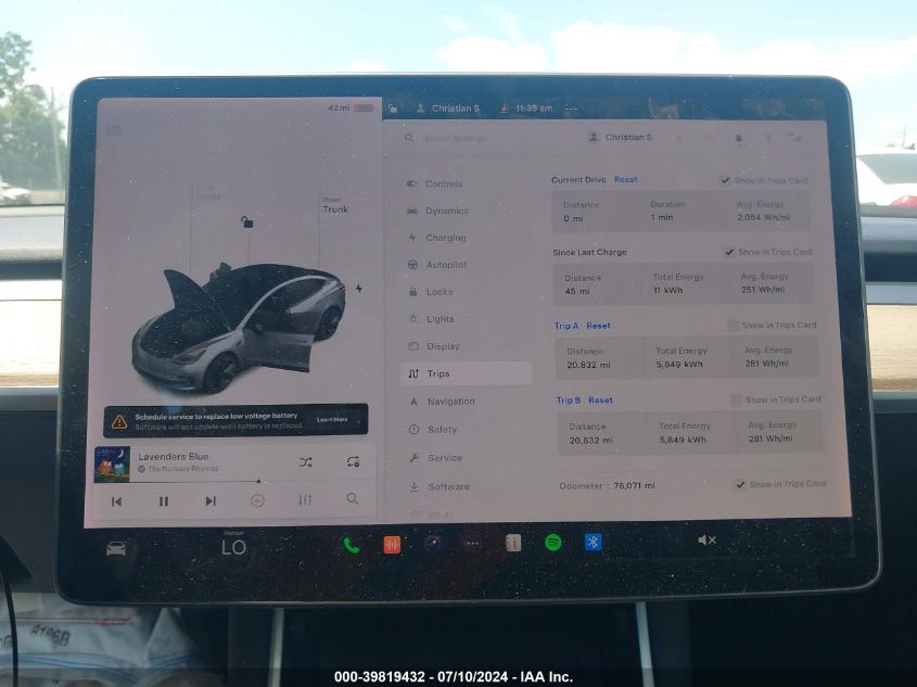 2019 Tesla Model 3 Long Range/Mid Range/Standard Range/Standard Range Plus VIN: 5YJ3E1EA3KF297615 Lot: 39819432