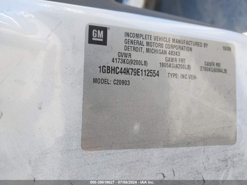 2009 Chevrolet Silverado 2500Hd Work Truck VIN: 1GBHC44K79E112554 Lot: 39819627