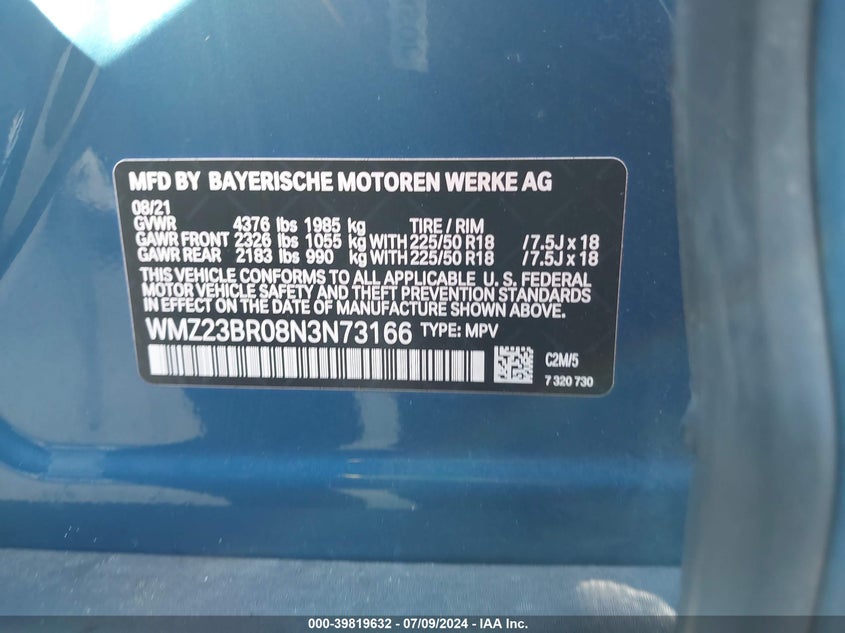 2022 MINI COUNTRYMAN COOPER - WMZ23BR08N3N73166