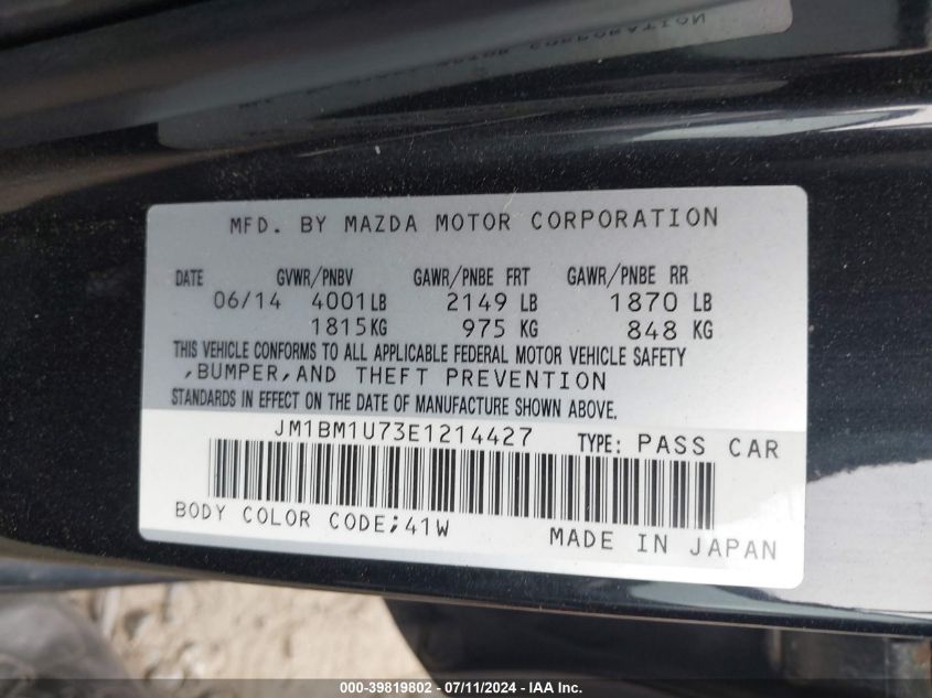 2014 Mazda Mazda3 I Sport VIN: JM1BM1U73E1214427 Lot: 39819802