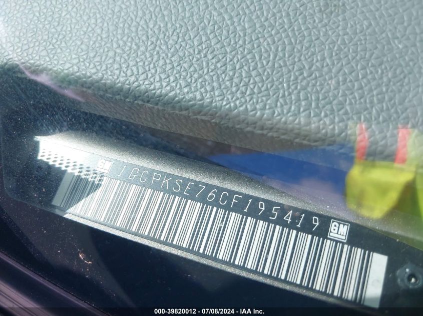 2012 Chevrolet Silverado 1500 Lt VIN: 1GCPKSE76CF195419 Lot: 39820012