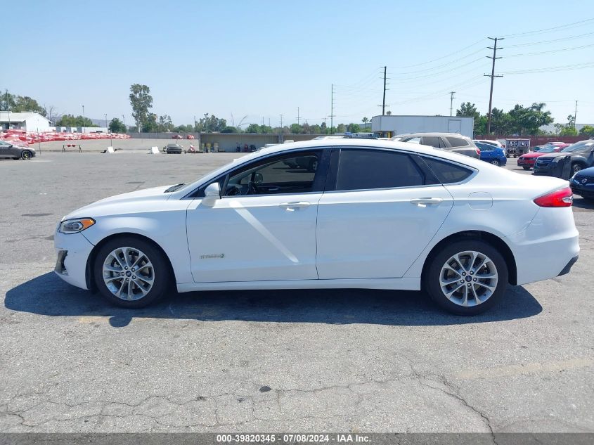 2019 Ford Fusion Hybrid Sel VIN: 3FA6P0MU0KR224347 Lot: 39820345