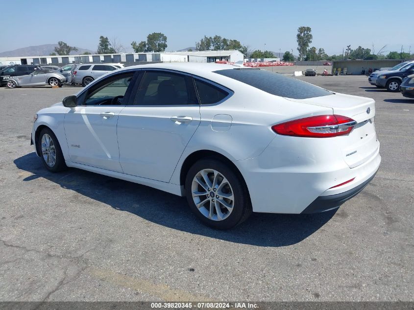 2019 Ford Fusion Hybrid Sel VIN: 3FA6P0MU0KR224347 Lot: 39820345