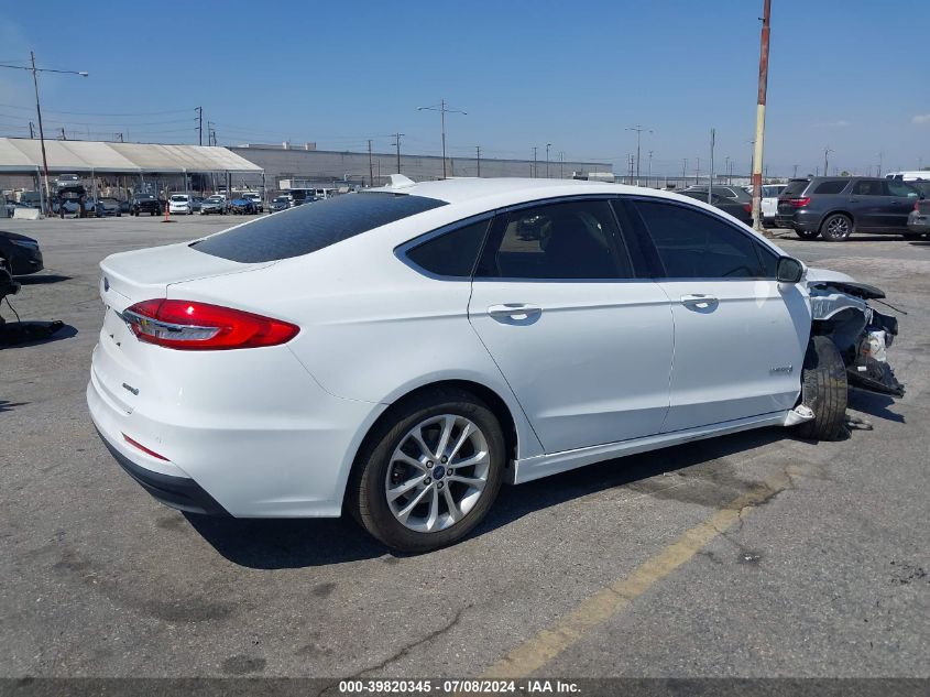 2019 Ford Fusion Hybrid Sel VIN: 3FA6P0MU0KR224347 Lot: 39820345