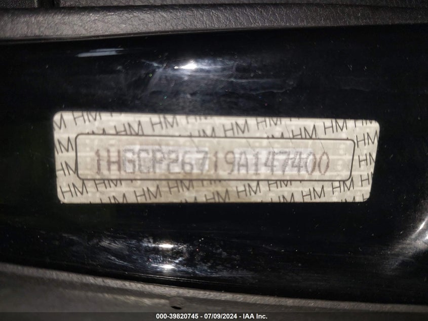 2009 Honda Accord 2.4 Ex VIN: 1HGCP26719A147400 Lot: 39820745