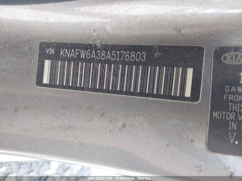 2010 Kia Forte Koup Sx VIN: KNAFW6A38A5176803 Lot: 39821338