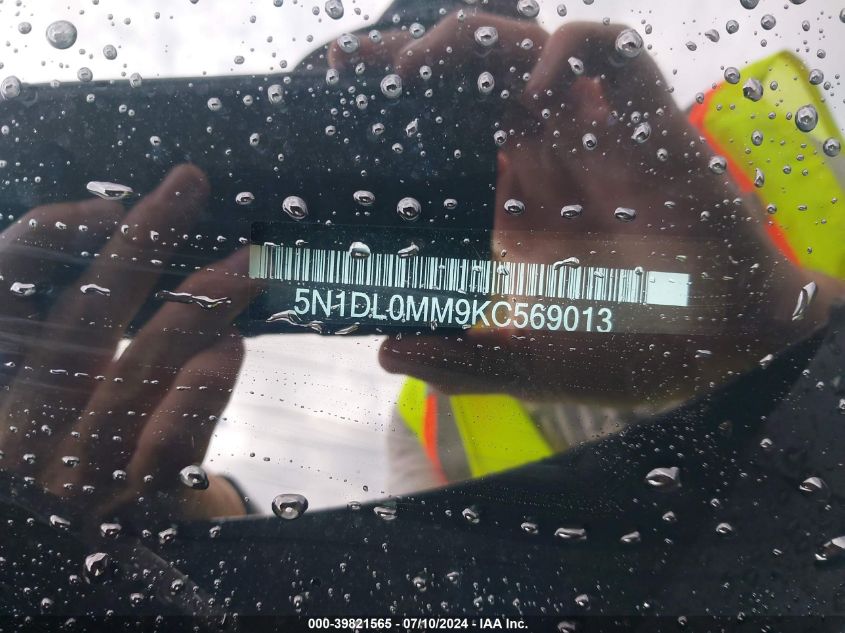 2019 Infiniti Qx60 Pure VIN: 5N1DL0MM9KC569013 Lot: 39821565