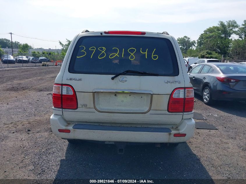 2000 Lexus Lx 470 VIN: JT6HT00W8Y0110215 Lot: 39821846