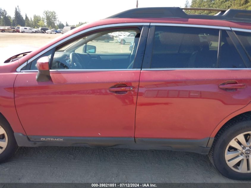 2016 Subaru Outback 2.5I Premium VIN: 4S4BSACC5G3273938 Lot: 39821851
