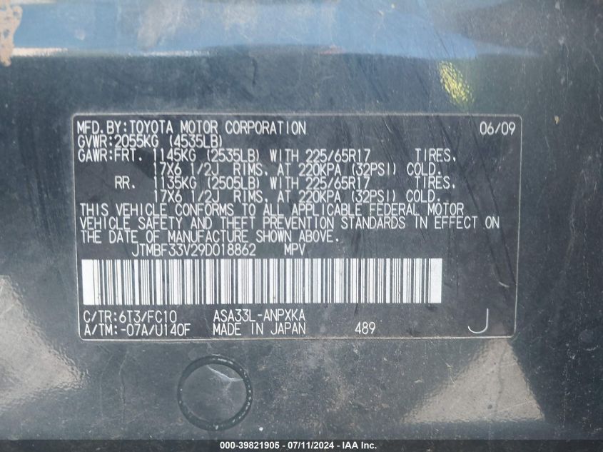 JTMBF33V29D018862 2009 Toyota Rav4