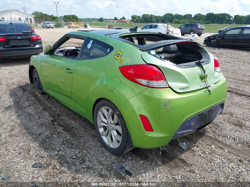 2012 Hyundai Veloster Base W/Black VIN: KMHTC6ADXCU056383 Lot: 39822192