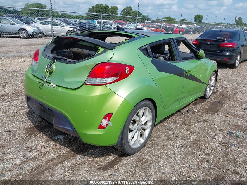 2012 Hyundai Veloster Base W/Black VIN: KMHTC6ADXCU056383 Lot: 39822192