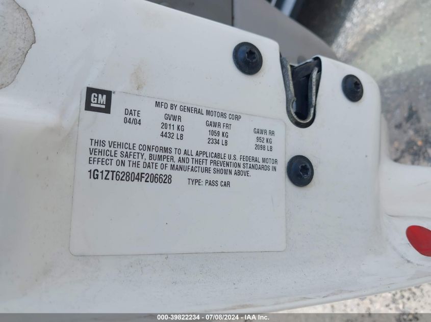 2004 Chevrolet Malibu Maxx Ls VIN: 1G1ZT62804F206628 Lot: 39822234