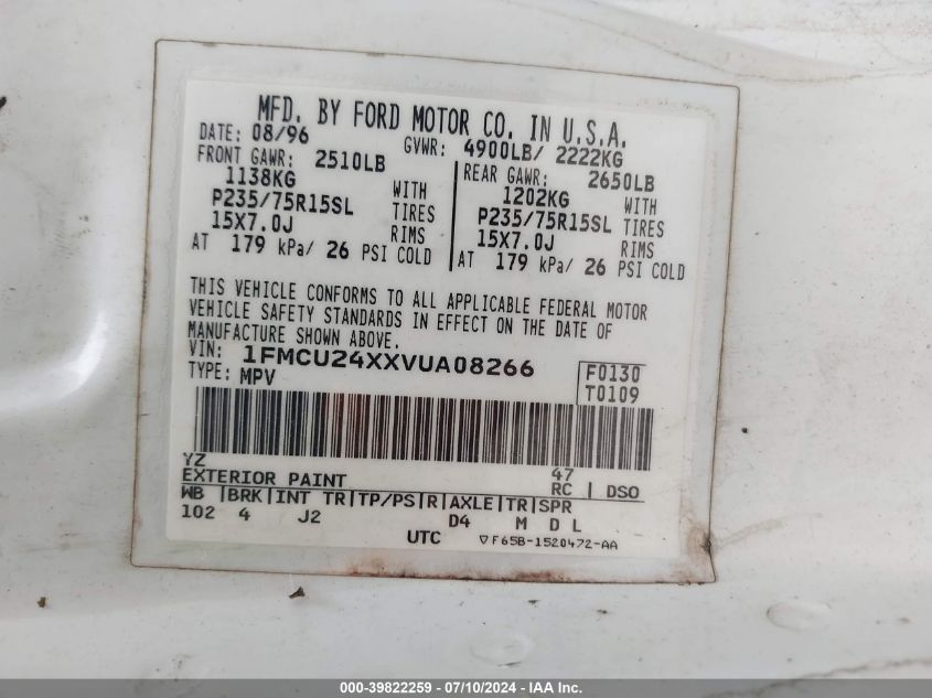 1997 Ford Explorer Sport/Xl VIN: 1FMCU24XXVUA08266 Lot: 39822259