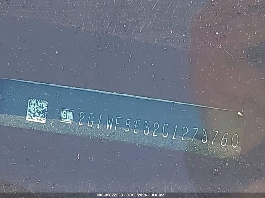 2012 Chevrolet Impala Ls VIN: 2G1WF5E32C1273760 Lot: 39822268