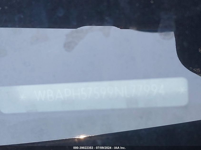 2009 BMW 328I VIN: WBAPH57599NL77994 Lot: 39822353