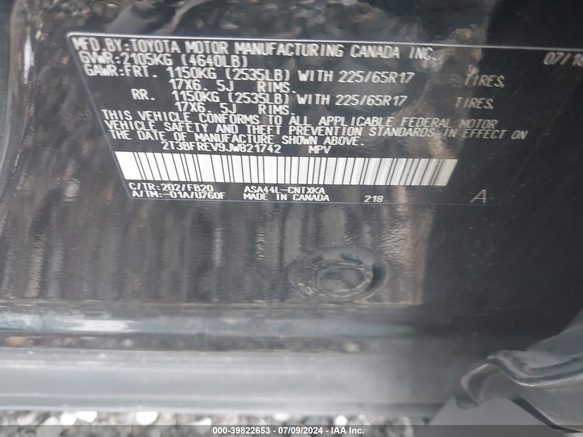 2018 TOYOTA RAV4 LE - 2T3BFREV9JW821742