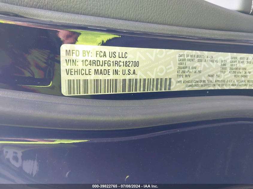 2024 DODGE DURANGO PURSUIT AWD - 1C4RDJFG1RC182700