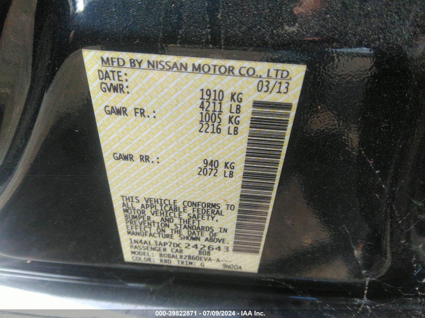 1N4AL3AP7DC242643 2013 Nissan Altima 2.5 S