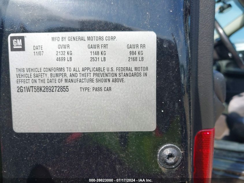 2008 Chevrolet Impala Lt VIN: 2G1WT58K289272855 Lot: 39823000