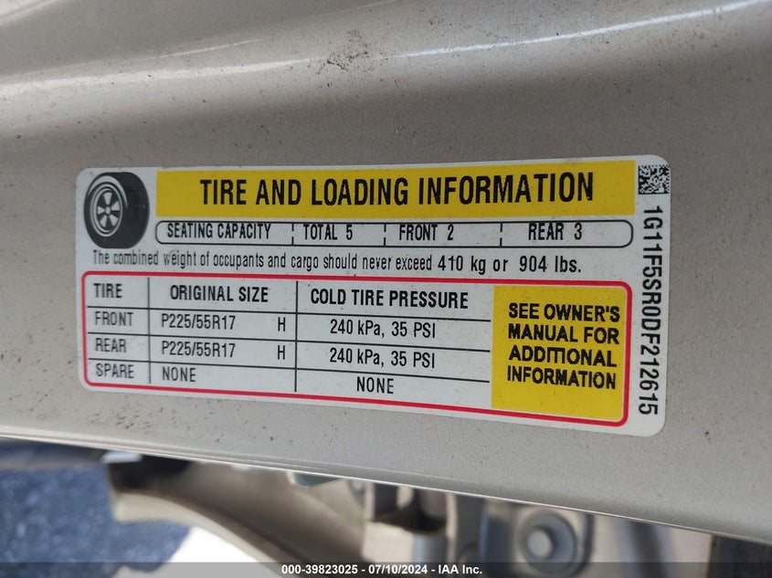 2013 Chevrolet Malibu 2Lt VIN: 1G11F5SR0DF212615 Lot: 39823025