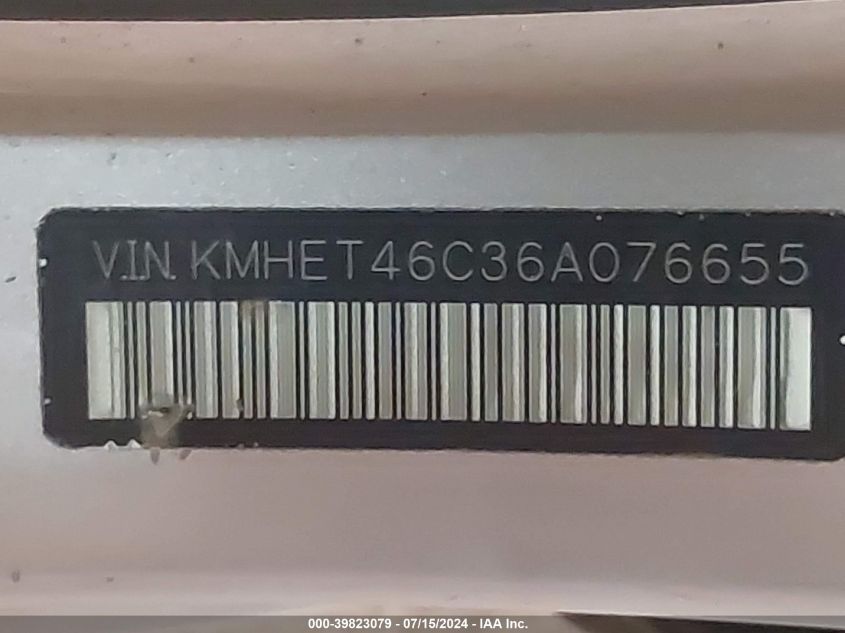 KMHET46C36A076655 2006 Hyundai Sonata Gl