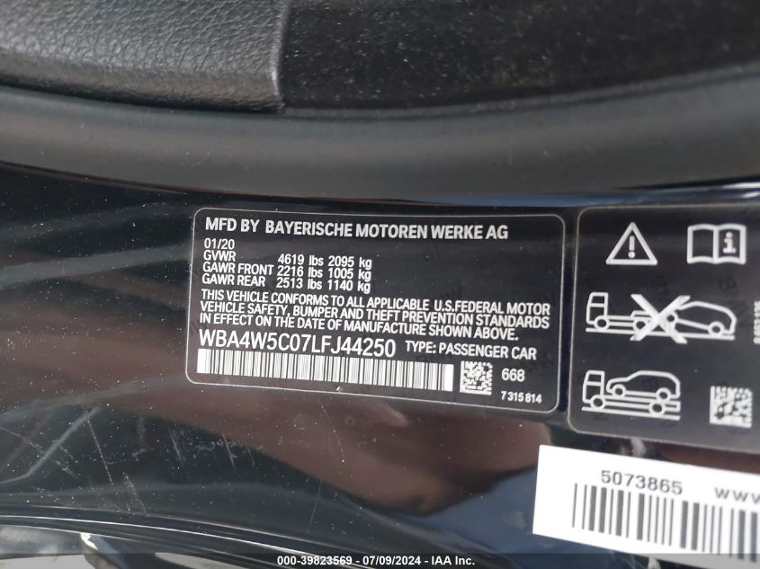 WBA4W5C07LFJ44250 2020 BMW 430I xDrive