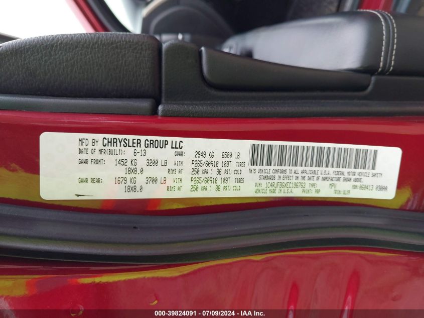 2014 Jeep Grand Cherokee Limited VIN: 1C4RJFBGXEC196763 Lot: 39824091