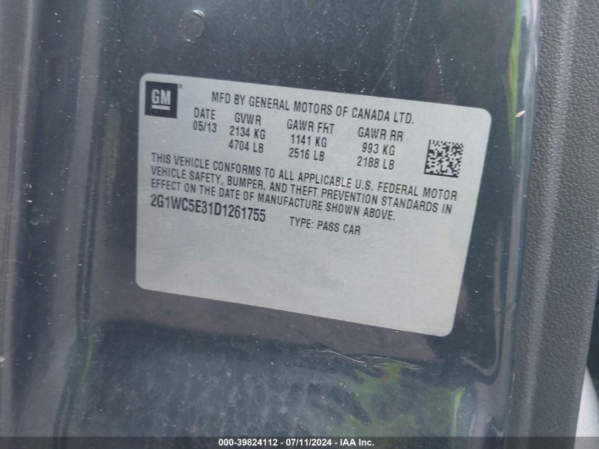 2G1WC5E31D1261755 2013 Chevrolet Impala Ltz