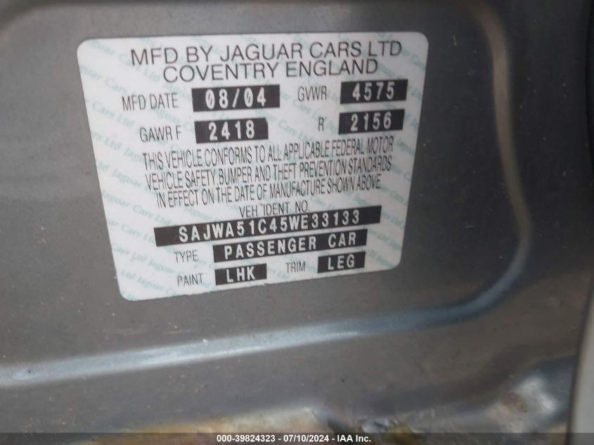 2005 Jaguar X-Type 3.0 VIN: SAJWA51C45WE33133 Lot: 39824323