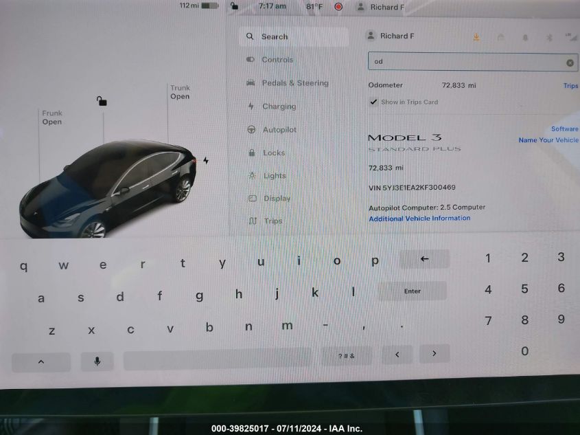 2019 TESLA MODEL 3 LONG RANGE/MID RANGE/STANDARD RANGE/STANDARD RANGE PLUS - 5YJ3E1EA2KF300469