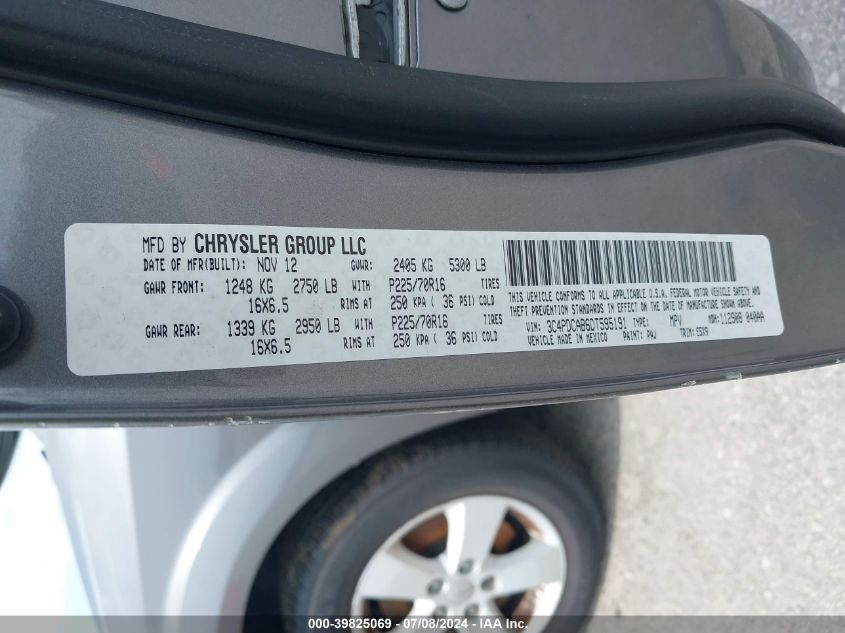 2013 Dodge Journey American Value Pkg VIN: 3C4PDCAB6DT595191 Lot: 39825069