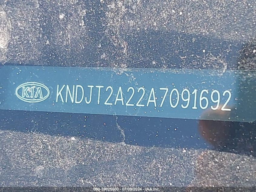 2010 Kia Soul +/!/Sport VIN: KNDJT2A22A7091692 Lot: 39825500