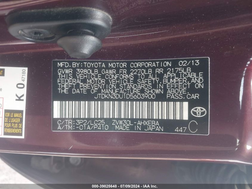 JTDKN3DU1D5603900 2013 Toyota Prius Three Se