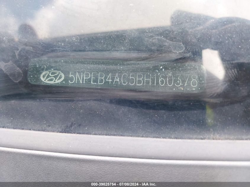 2011 Hyundai Sonata Gls VIN: 5NPEB4AC5BH160378 Lot: 39825754