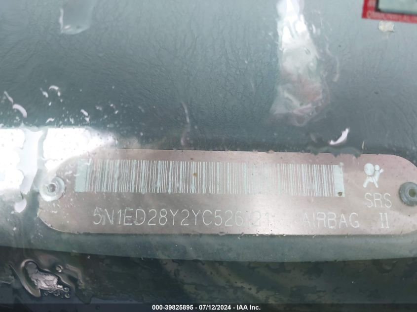 2000 Nissan Xterra Se/Xe VIN: 5N1ED28Y2YC526121 Lot: 39825895