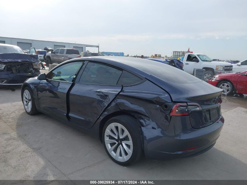 2022 Tesla Model 3 Rear-Wheel Drive VIN: 5YJ3E1EA2NF241122 Lot: 39825934